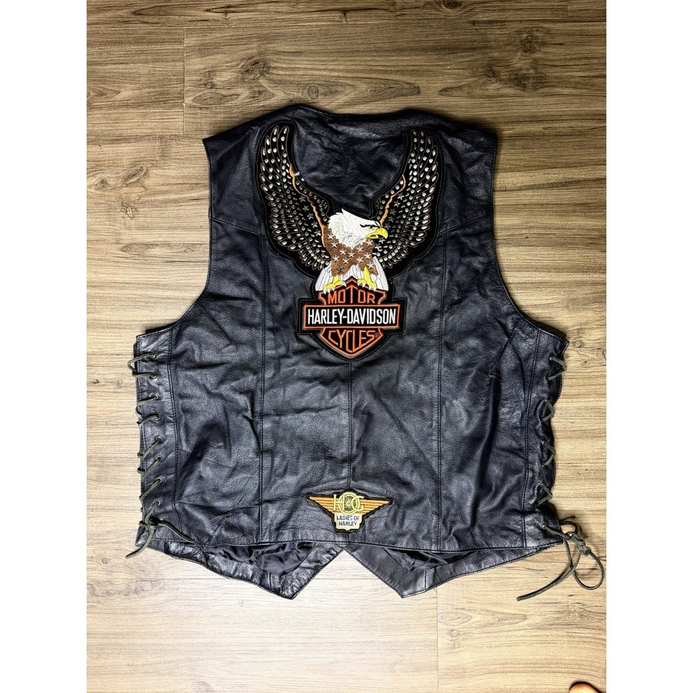 Vintage Bikestar Womens Leather Biker Vest Large Harley Davidson - Picture 7 of 10